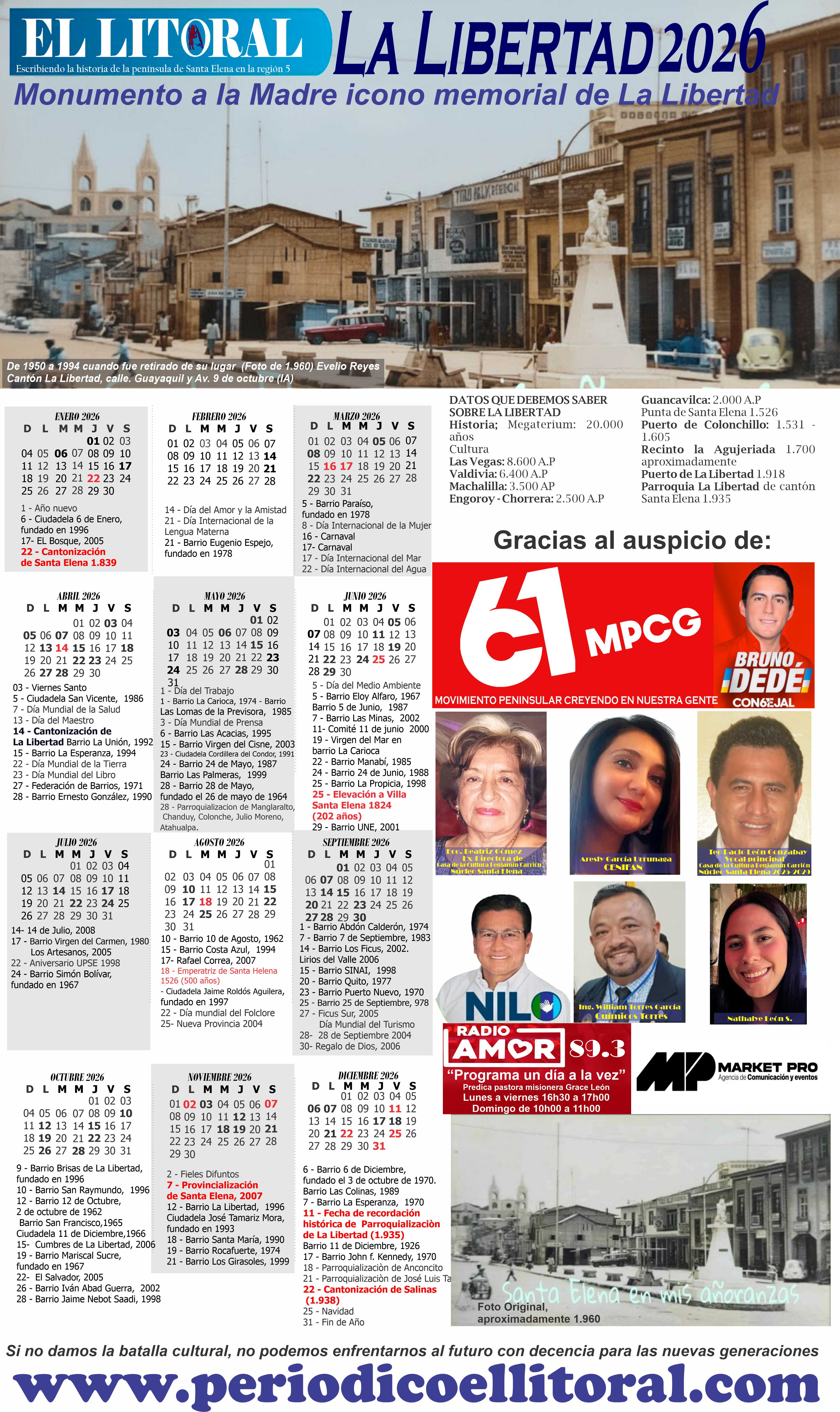  Calendario La Libertad 2026